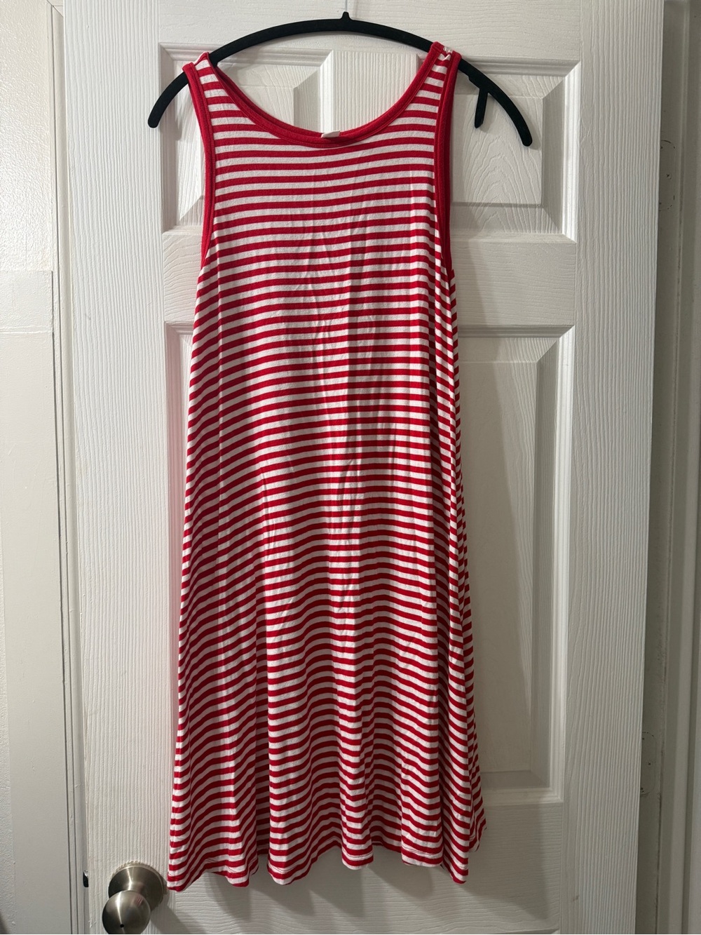 Old Navy Red and White Striped Crewneck Tank Dress